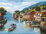 Sung Paintings - Village on the Water by Sung Kim
